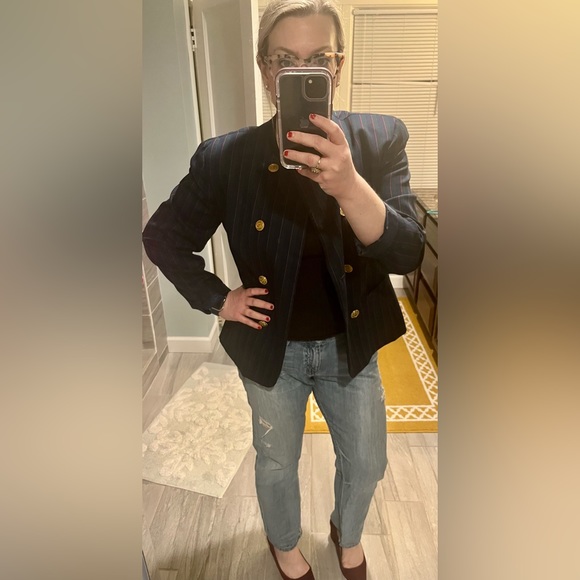 Pendleton Jackets & Blazers - Vintage Pendleton Double-Breasted Blazer Navy Green Red Gold Buttons 100% Wool